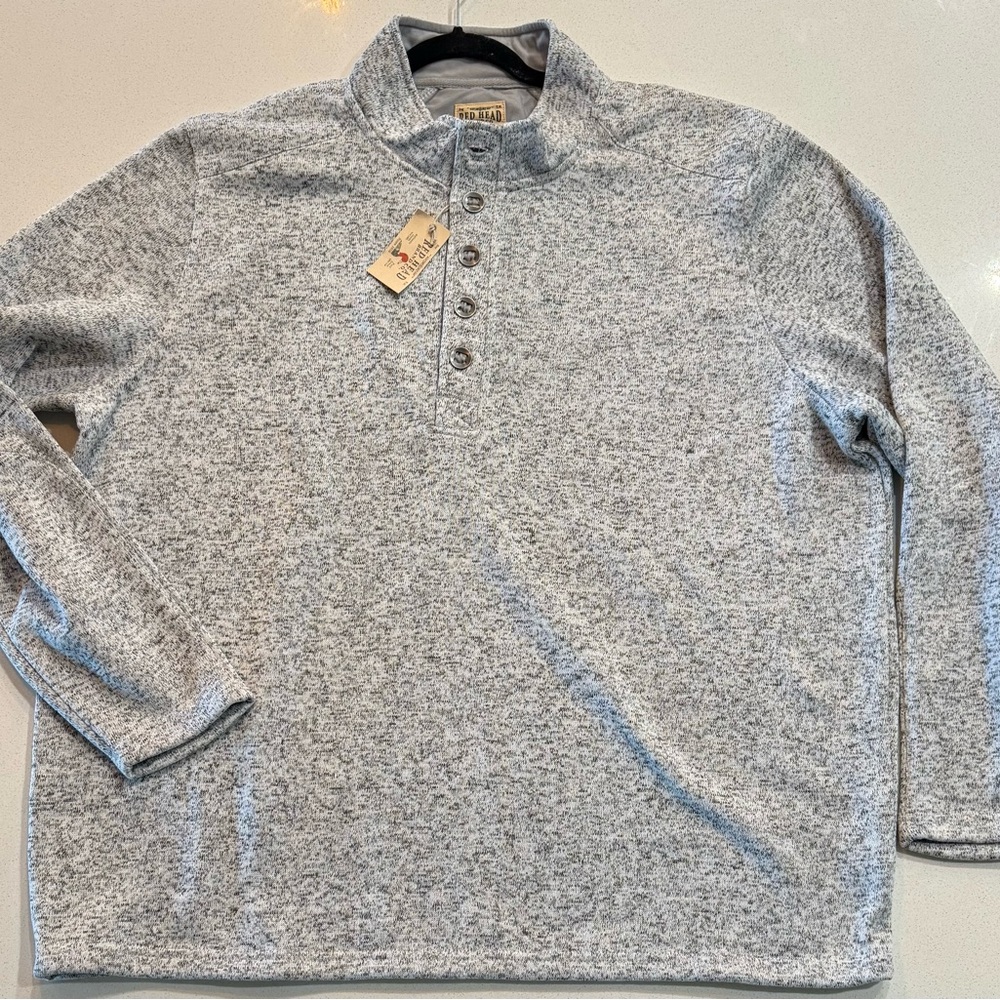 NWT Red Head Gray Button-Up Sweater Big Size 3XL